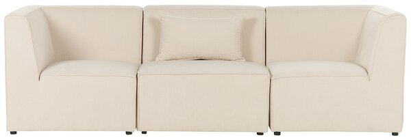 Modulárna 3-miestna pohovka béžová menčestrová moderný dizajn minimalistický štýl