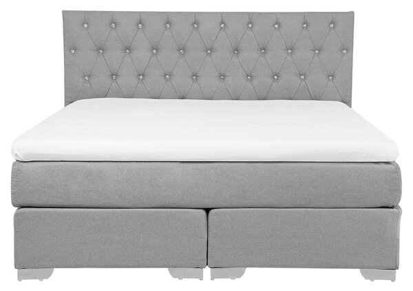 Čalúnená posteľ sivá 160 x 200 cm manželská posteľ dekoratívne gombíky minimalistický moderný dizajn