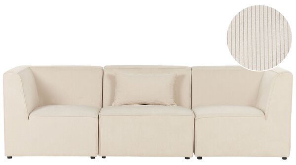 Modulárna 3-miestna pohovka béžová menčestrová moderný dizajn minimalistický štýl