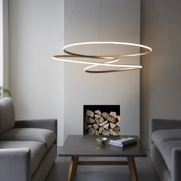 Endon 97645 - Stmievateľný LED luster na lanku TWIRL LED/131W/230V 3000K, zlatý