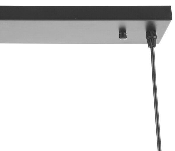 Závesná lampa s 5 žiarovkami čierny kovový obdĺžnikový rám elegantný industriálny štýl obývacia izba jedáleň