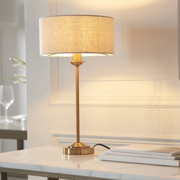 Endon 110728 - Stolná lampa HIGHCLERE 1xE14/7W/230V béžová/mosadz