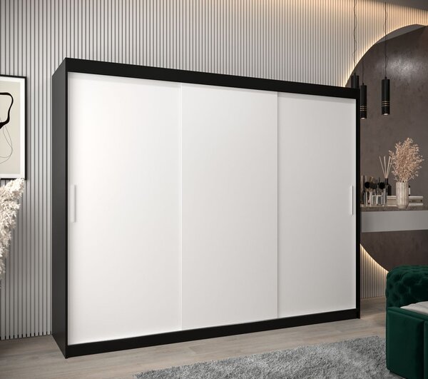 Skriňa s posuvnými dverami v šírke 250 cm TIMEA - čierna / biela