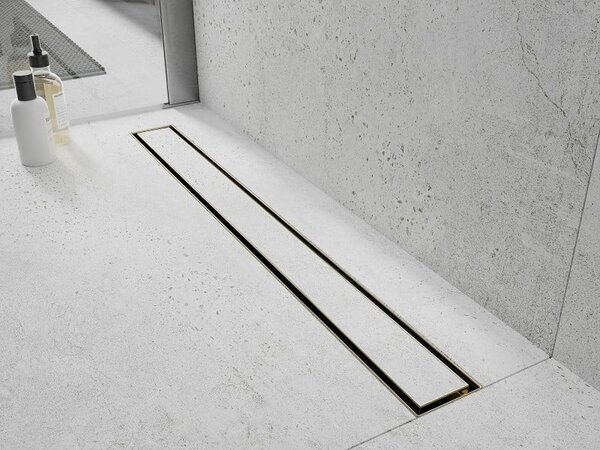 Mexen Flat M13 maskovacia sada 2v1 pre líniový odtok 60 cm, zlatá - 1519060