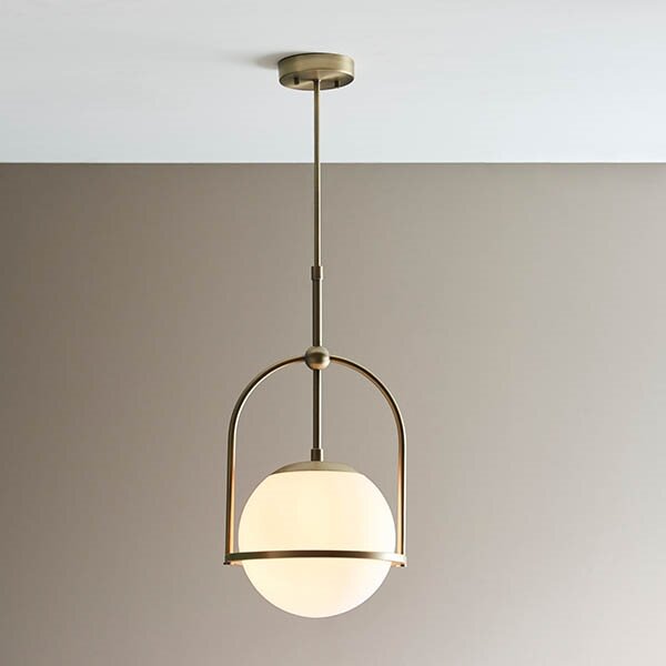 Endon 90844 - Luster na tyči ONTARIO 1xE27/10W/230V mosadz