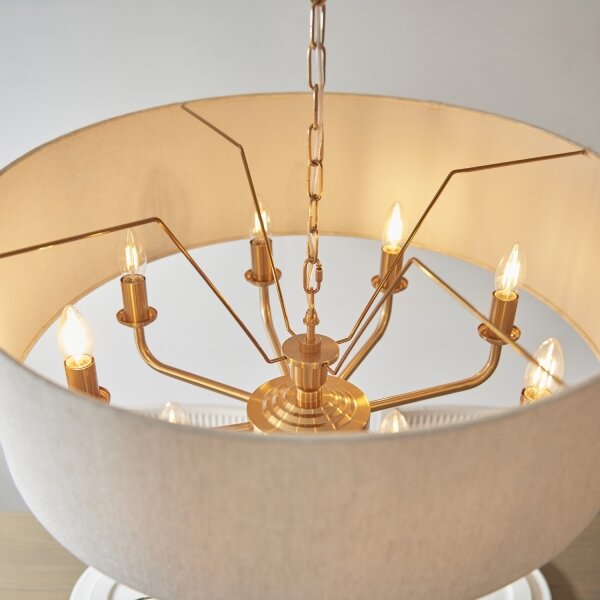 Endon 110727 - Luster na reťazi HIGHCLERE 8xE14/40W/230V béžová/mosadz priemer 70 cm