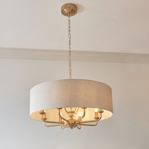 Endon 110727 - Luster na reťazi HIGHCLERE 8xE14/40W/230V béžová/mosadz priemer 70 cm