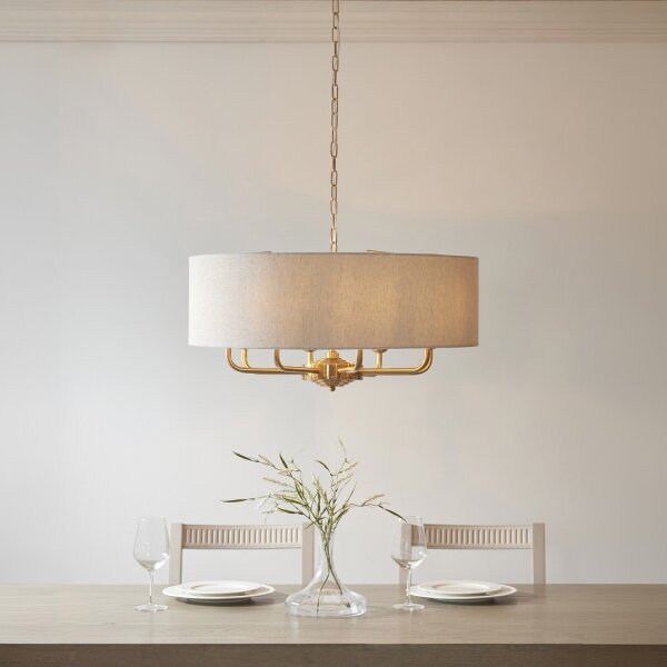Endon 110727 - Luster na reťazi HIGHCLERE 8xE14/40W/230V béžová/mosadz priemer 70 cm