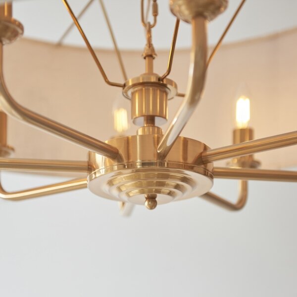 Endon 110727 - Luster na reťazi HIGHCLERE 8xE14/40W/230V béžová/mosadz priemer 70 cm