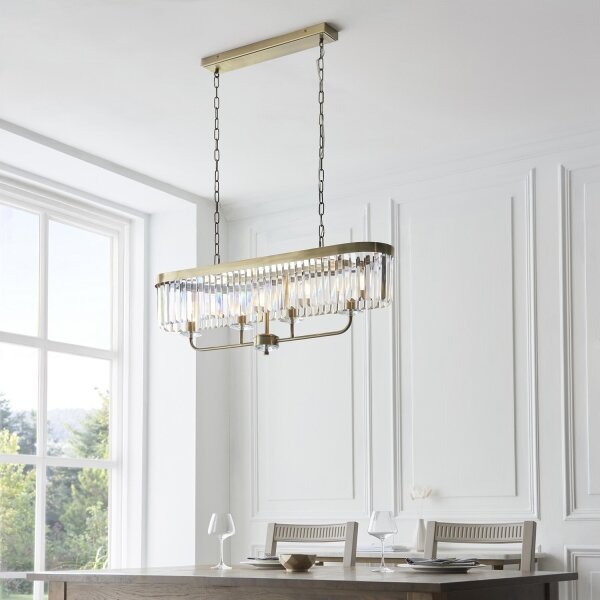Endon 110539 - Luster na reťazi CHESTERFIELD 4xE14/6W/230V mosadz