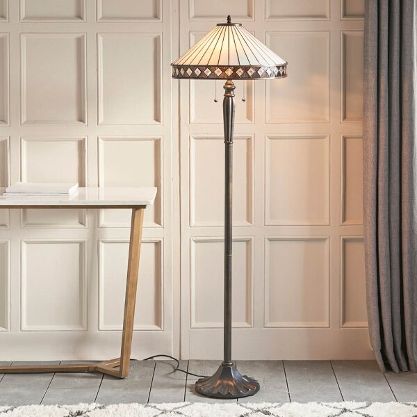 Endon 70936 - Stojacia lampa Tiffany FARGO 2xE27/60W/230V priemer 50 cm