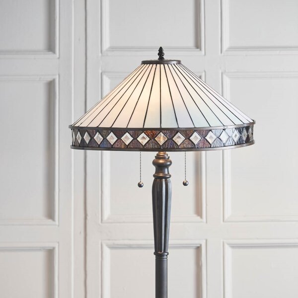 Endon 70936 - Stojacia lampa Tiffany FARGO 2xE27/60W/230V priemer 50 cm