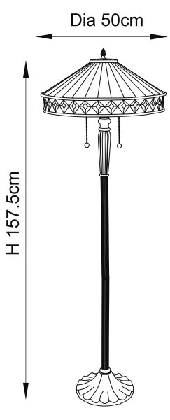 Endon 70936 - Stojacia lampa Tiffany FARGO 2xE27/60W/230V priemer 50 cm