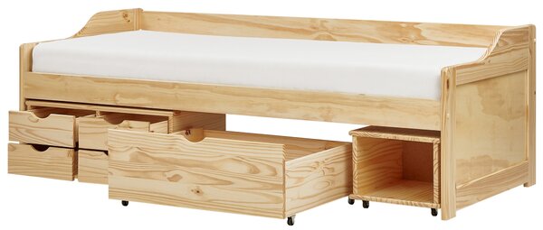 Posteľ svetlohnedá borovicové drevo 90 x 200 cm s úložným priestorom zásuvky moderný štýl detská izba