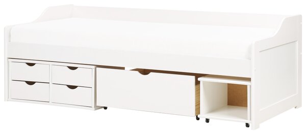 Posteľ biela borovicové drevo 90 x 200 cm s úložným priestorom zásuvky moderný štýl detská izba