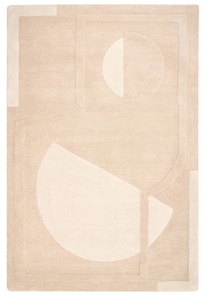 Koberec béžový vlnený obdĺžnikový tvar geometrický vzor 200 x 300 cm moderný štýl obývacia izba