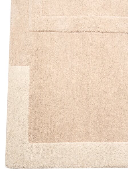 Koberec béžový vlnený obdĺžnikový tvar geometrický vzor 200 x 300 cm moderný štýl obývacia izba