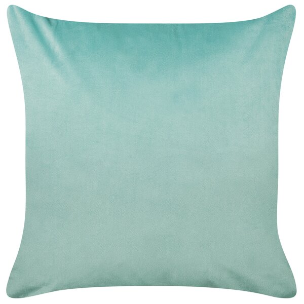 Sada 2 dekoratívnych vankúšov zelená zamat polyester 45 x 45 cm štvorcová vzor rýb doplnky