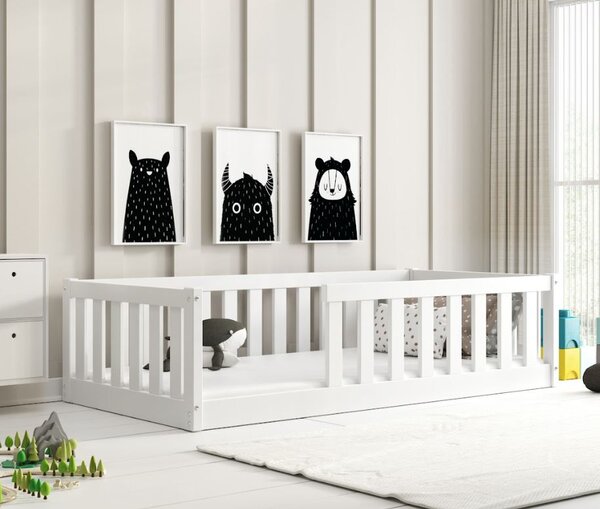 MAXMAX Detská Montessori posteľ z masívu borovice BELLA 160x80 cm - biela