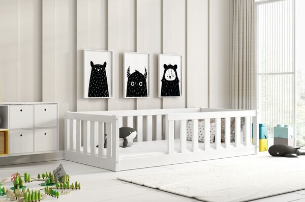 MAXMAX Detská Montessori posteľ z masívu borovice BELLA 160x80 cm - biela