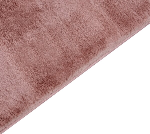 Koberec ružový umelá zajačia kožušina polyester 80 x 150 cm mäkký huňatý s vysokým vlasom obývačka spálňa