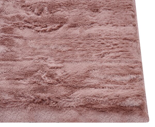 Koberec ružový umelá zajačia kožušina polyester 80 x 150 cm mäkký huňatý s vysokým vlasom obývačka spálňa