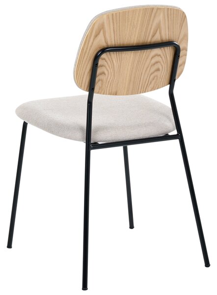 Sada 4 jedálenských stoličiek svetlobéžový polyester čierne železné nohy ochranné podložky moderný minimalistický dizajn jedáleň