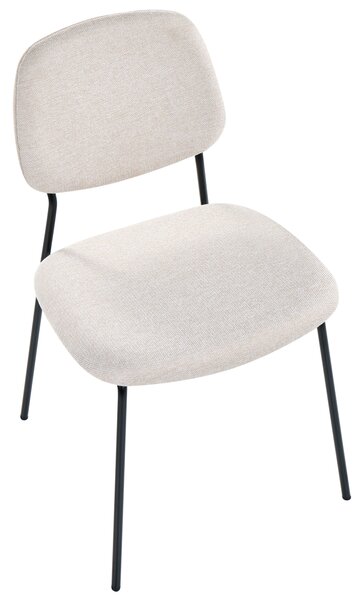 Sada 4 jedálenských stoličiek svetlobéžový polyester čierne železné nohy ochranné podložky moderný minimalistický dizajn jedáleň