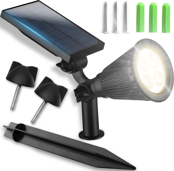 Super jasná LED solárna lampa zapustená do zeme so súmrakovým senzorom, solárne zemné svetlo, zemná lampa, vonkajšia, studená biela, 20W, Retoo
