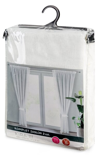 ZÁCLONA NA PÁSKE KIRA3, SADA 2KS 140X270 CM BIELA
