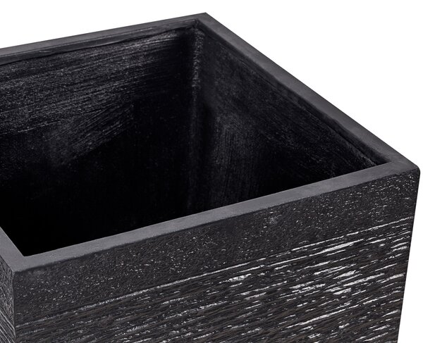 Kvetináč čierny zmes hliny a vlákien 50 x 50 x 46 cm štvorcový tvar odolný voči UV žiareniu moderný štýl interiér exteriér záhrada