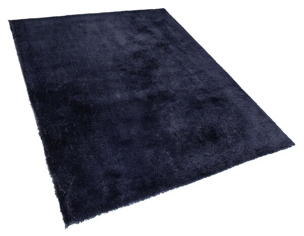 Koberec shaggy tmavomodrý zmes bavlny a polyesteru 160 x 230 cm huňatý s vysokým vlasom