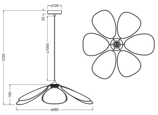 Osram - Závesný luster na lane DECOR RATTAN 1xE27/15W/230V pr. 58 cm béžová/čierna