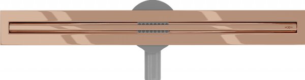 Mexen Flat nerezový sprchový žľab s rotačným 360° sifónom 60 cm, vzor SLIM, ružovo-zlatá, 1641060