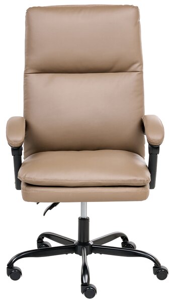 Kancelárske kreslo hnedá umelá koža čalúnené nastaviteľná výška sedadla otočné kancelária pracovňa