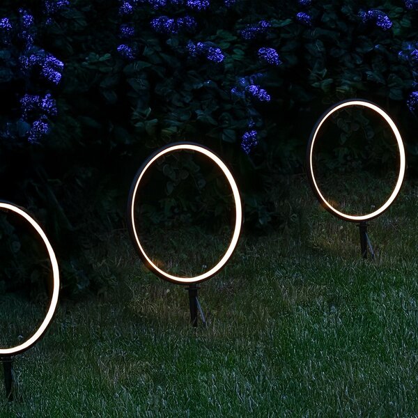 Exteriérové solárne zapichovacie svietidlo Rings, 2x LED 1,5w, čierna