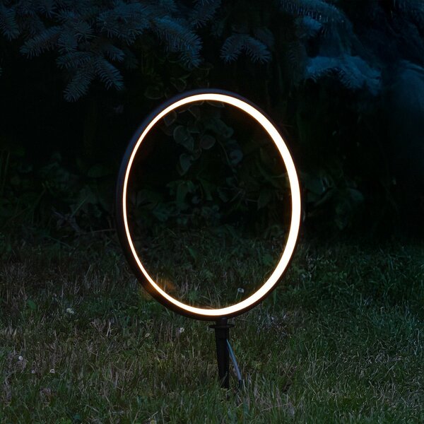 Exteriérové solárne zapichovacie svietidlo Rings, 2x LED 1,5w, čierna