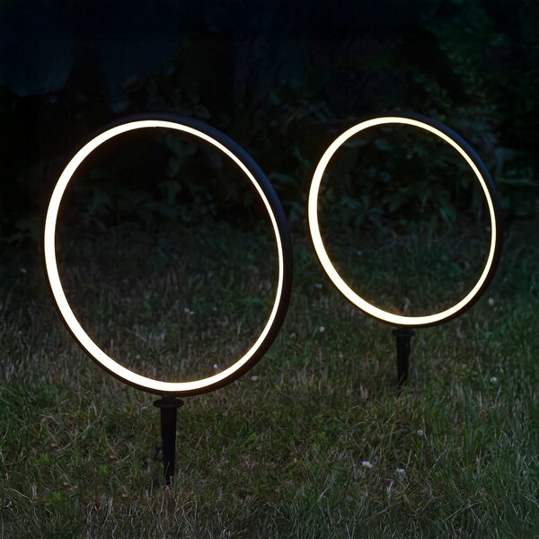 Exteriérové solárne zapichovacie svietidlo Rings, 2x LED 1,5w, čierna
