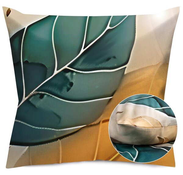 SATÉNOVÁ OBLIEČKA NA VANKÚŠ SATYNLOVE PREMIUM 40X40 CM LISTY