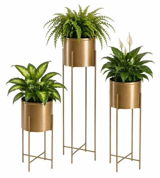 KOVOVÝ KVETINÁČ SO STOJANOM GOLDEN 95X21 CM ZLATÁ