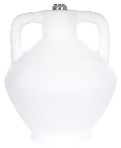 Stolná lampa biela keramický podstavec ľanové tienidlo v tvare bubna minimalistický dizajn