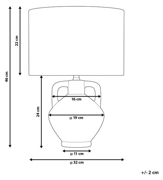 Stolná lampa biela keramický podstavec ľanové tienidlo v tvare bubna minimalistický dizajn
