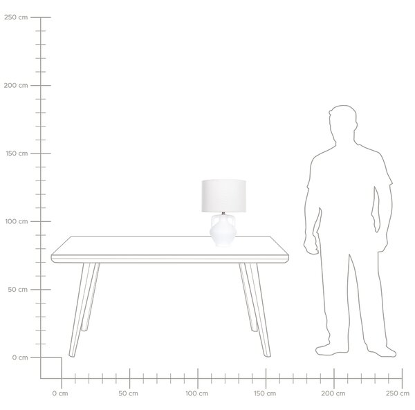 Stolná lampa biela keramický podstavec ľanové tienidlo v tvare bubna minimalistický dizajn