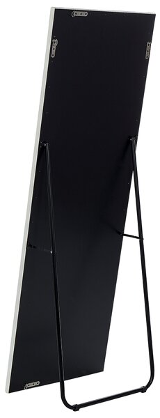 Stojace zrkadlo biely rám z umelej kože 50 x 150 cm ozdobné kryštáliky z akrylového skla glamour dizajn