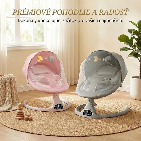 Elektrická Detská Hojdačka S Diaľkovým Ovládaním Rockybaby™, Ružová