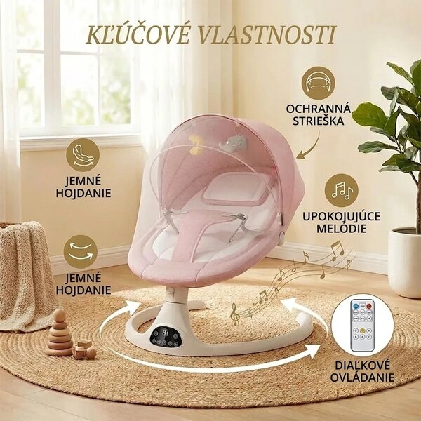 Elektrická Detská Hojdačka S Diaľkovým Ovládaním Rockybaby™, Ružová