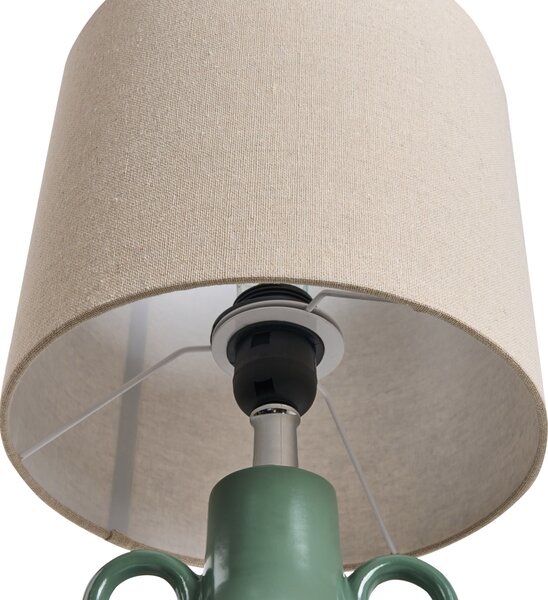 Stolná lampa zelená keramický podstavec bubnové látkové tienidlo textúrované moderný klasický štýl