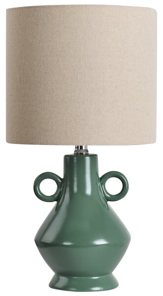 Stolná lampa zelená keramický podstavec bubnové látkové tienidlo textúrované moderný klasický štýl