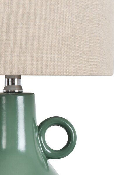 Stolná lampa zelená keramický podstavec bubnové látkové tienidlo textúrované moderný klasický štýl