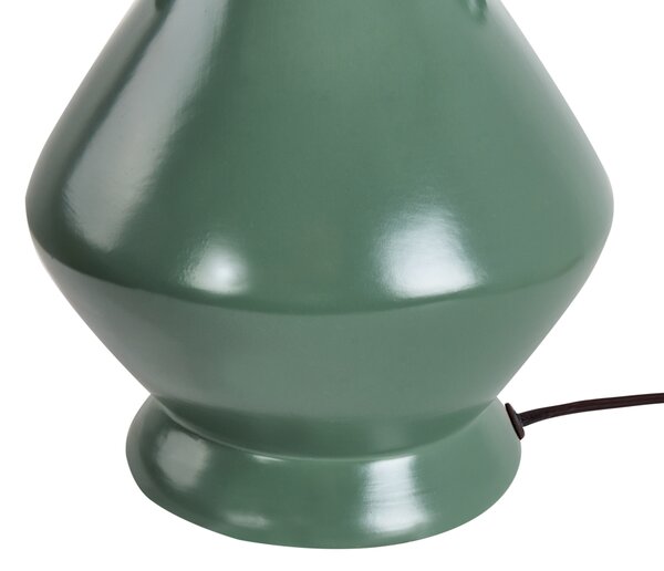 Stolná lampa zelená keramický podstavec bubnové látkové tienidlo textúrované moderný klasický štýl